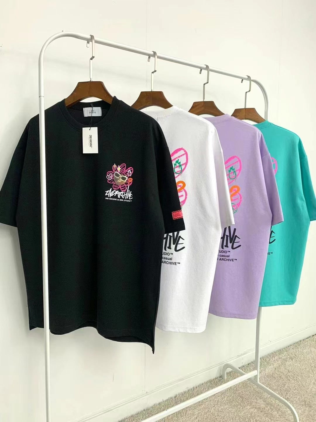 【一口價$277/件】🇰🇷韓國直送🇰🇷 2ND ARCHIVE Pink Flower cat Tee - 4 Color