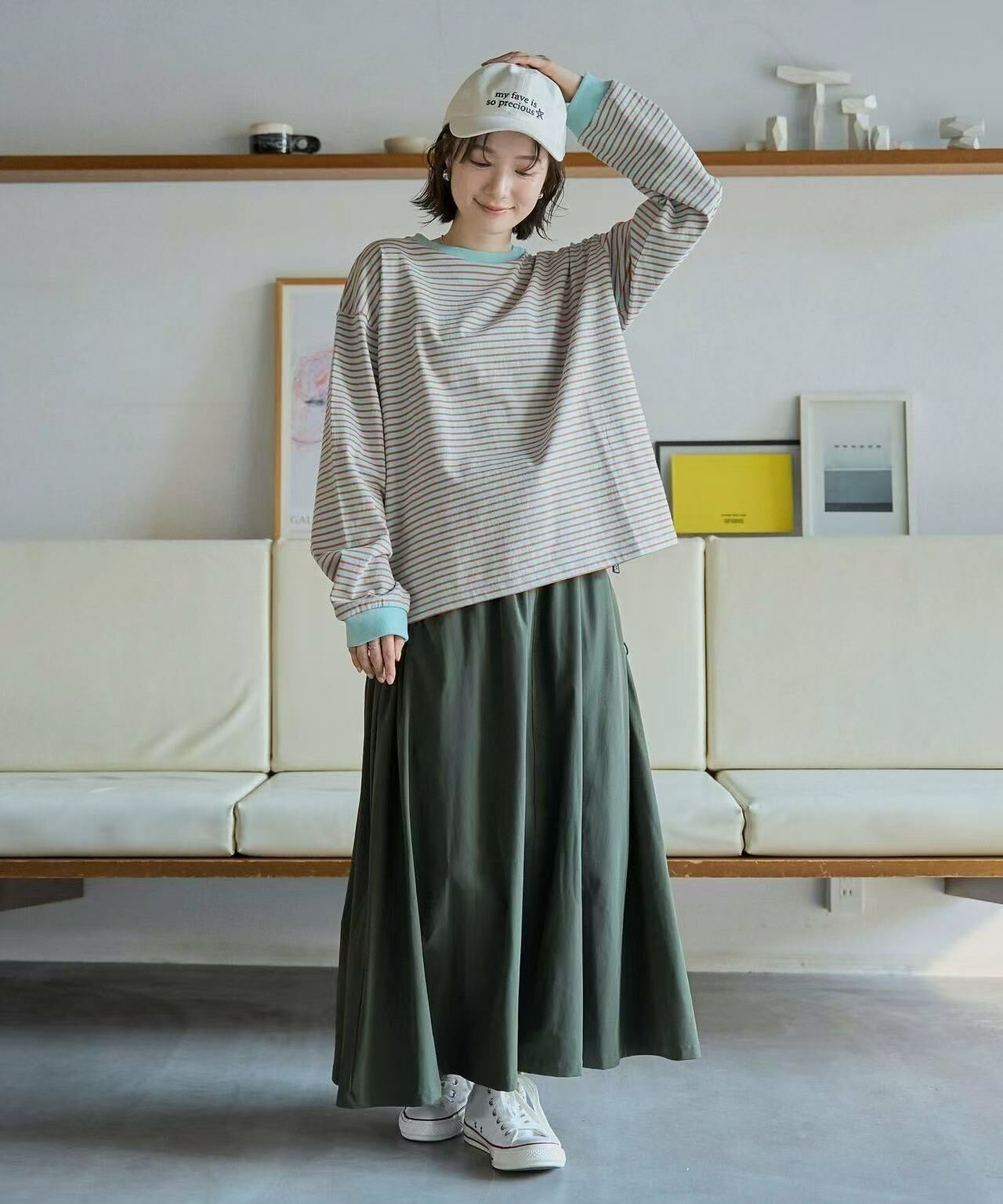 日本直送Drawstring pocket gathered skirt