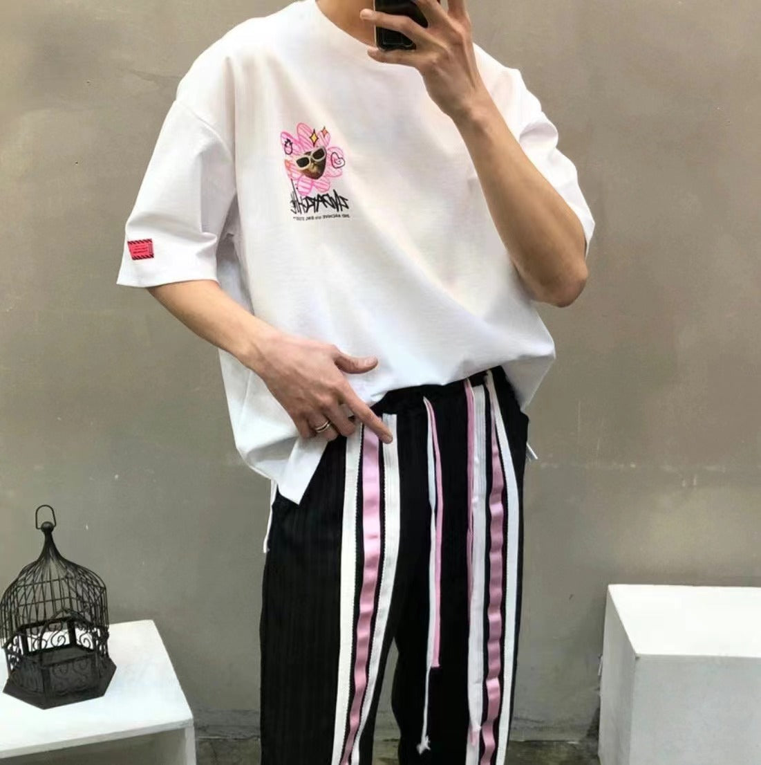 【一口價$277/件】🇰🇷韓國直送🇰🇷 2ND ARCHIVE Pink Flower cat Tee - 4 Color