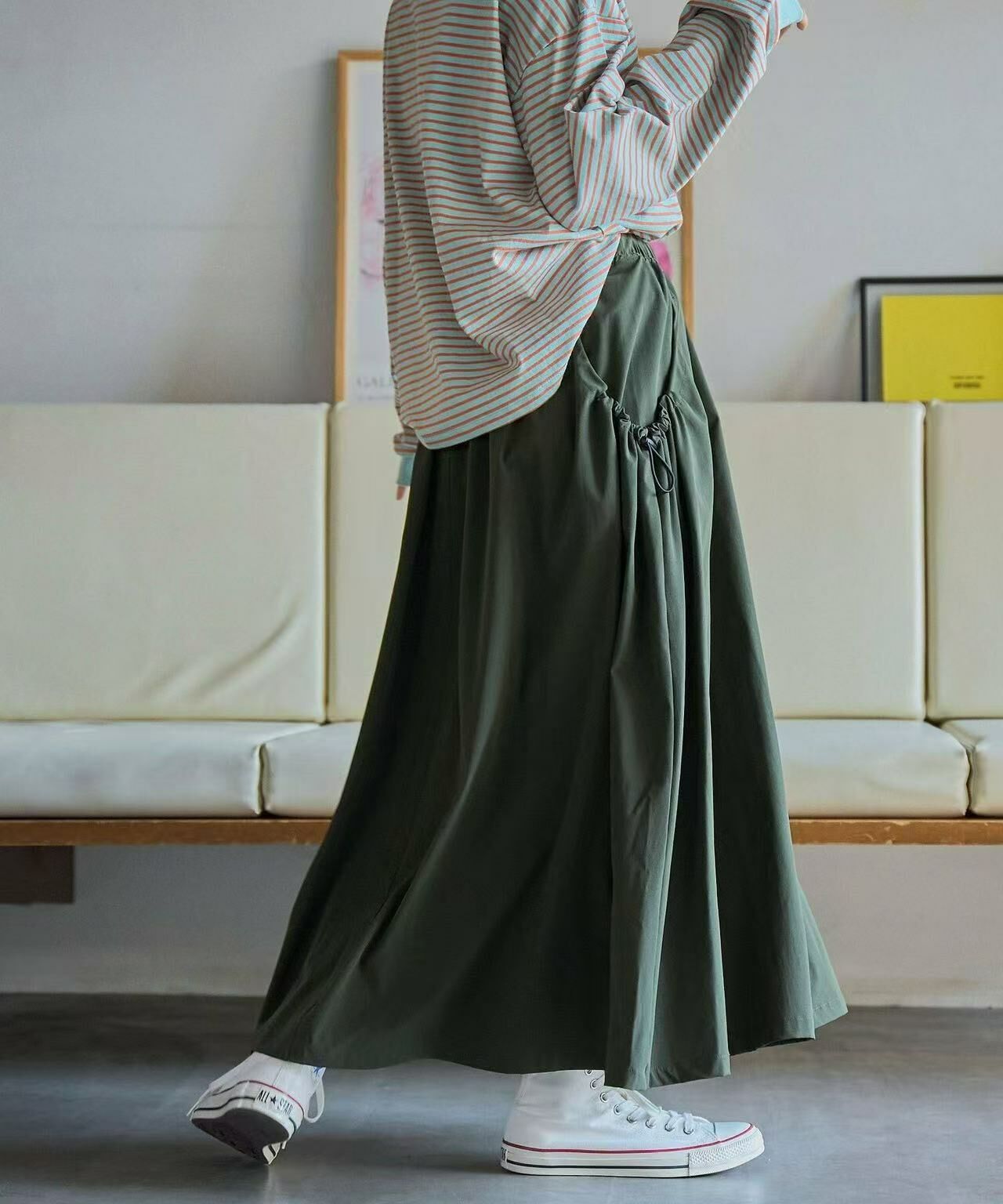 日本直送Drawstring pocket gathered skirt