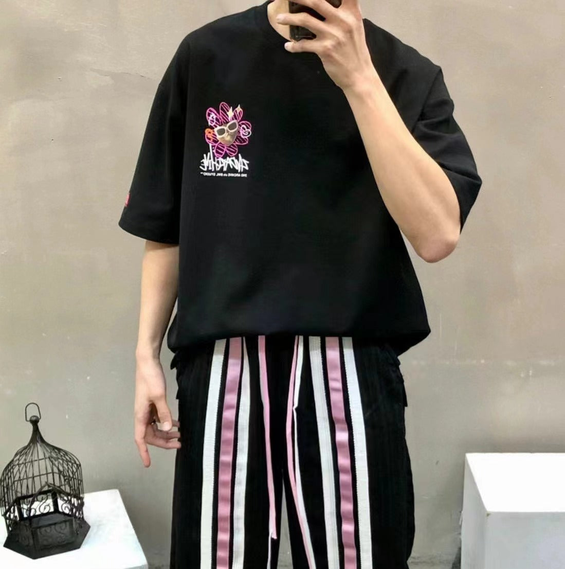 【一口價$277/件】🇰🇷韓國直送🇰🇷 2ND ARCHIVE Pink Flower cat Tee - 4 Color