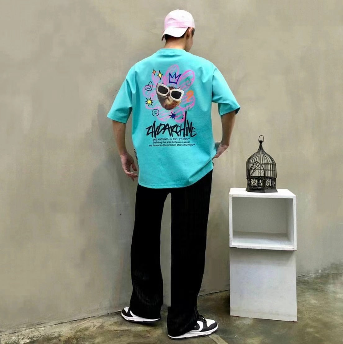 【一口價$277/件】🇰🇷韓國直送🇰🇷 2ND ARCHIVE Pink Flower cat Tee - 4 Color