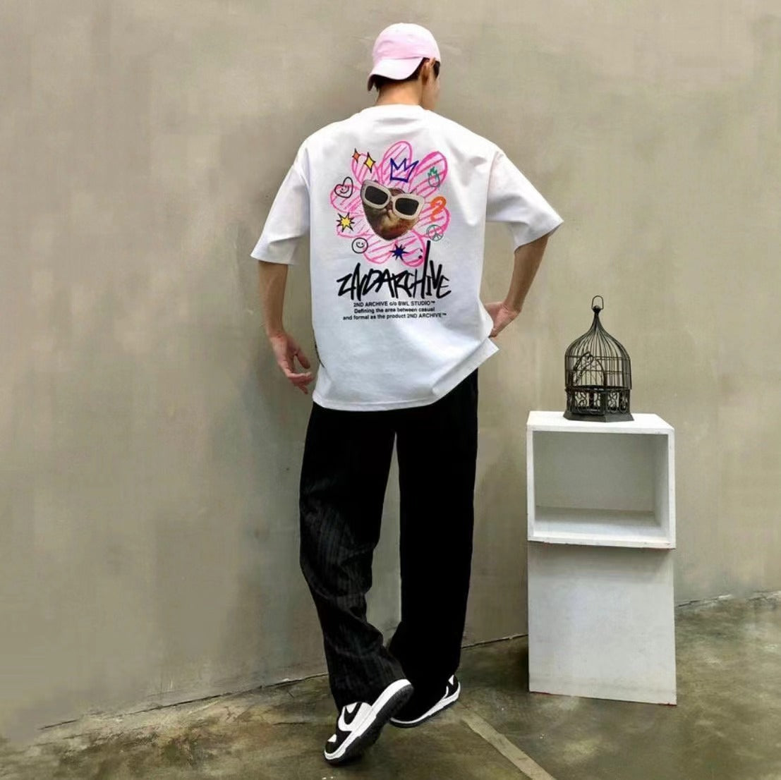 【一口價$277/件】🇰🇷韓國直送🇰🇷 2ND ARCHIVE Pink Flower cat Tee - 4 Color
