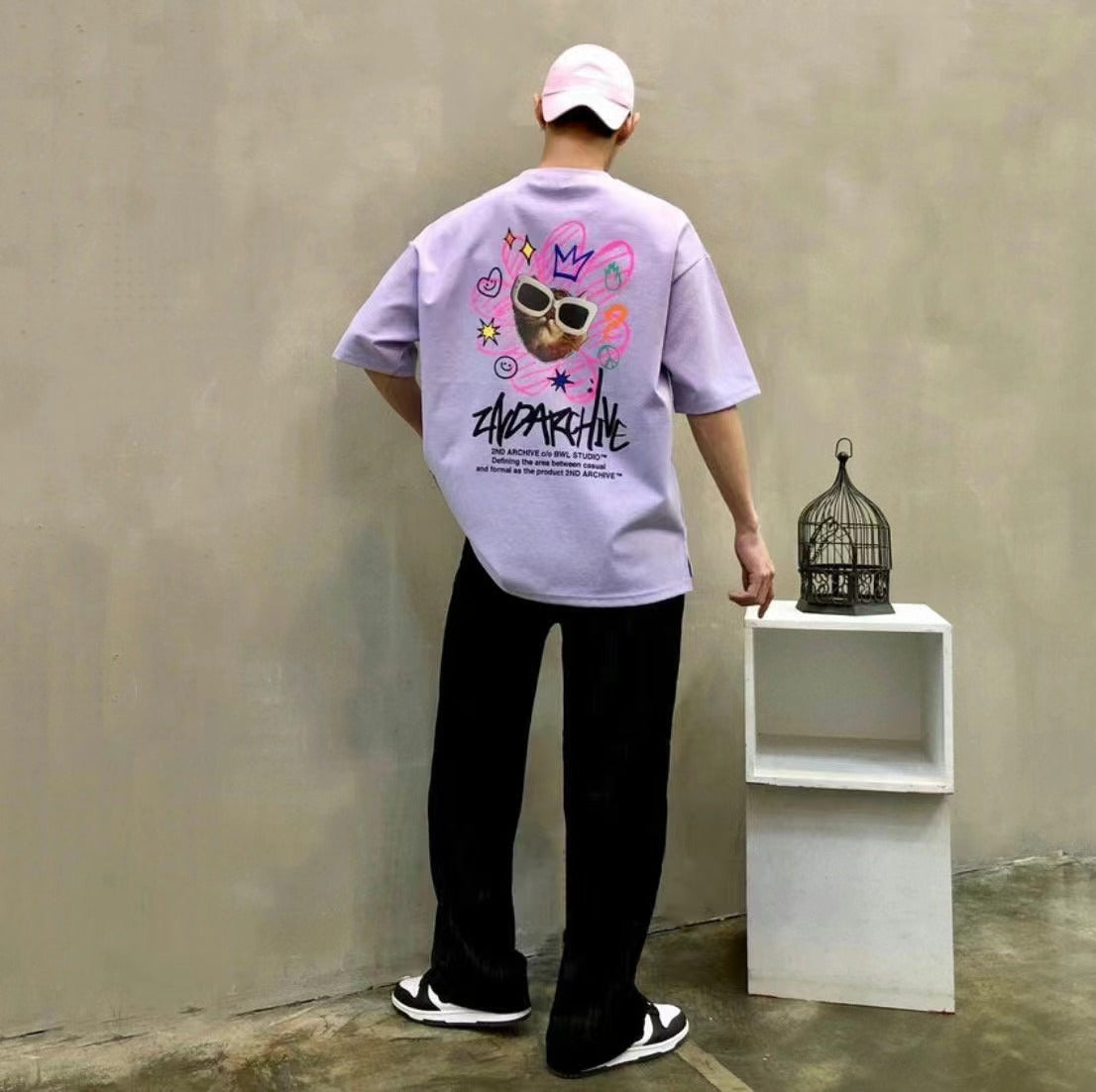 【一口價$277/件】🇰🇷韓國直送🇰🇷 2ND ARCHIVE Pink Flower cat Tee - 4 Color
