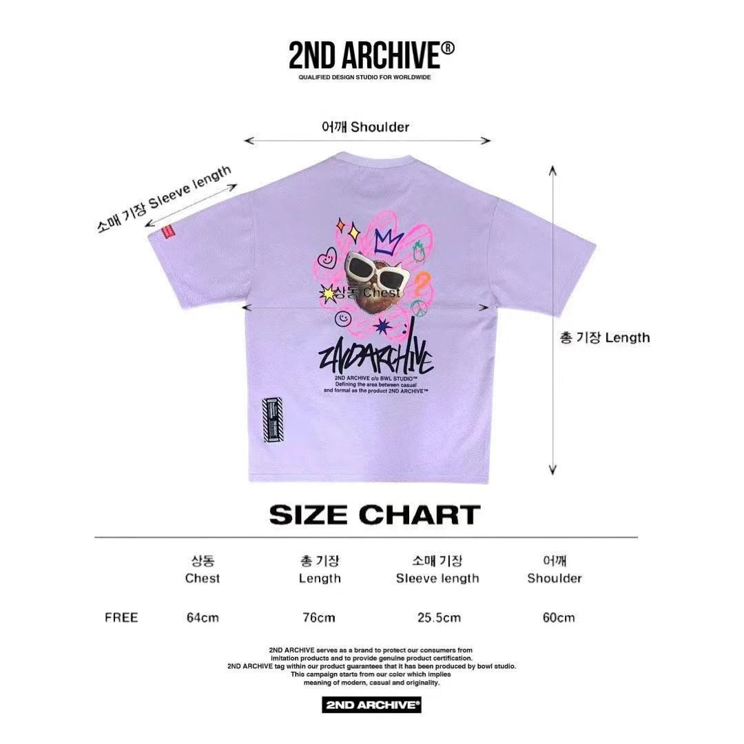 【一口價$277/件】🇰🇷韓國直送🇰🇷 2ND ARCHIVE Pink Flower cat Tee - 4 Color
