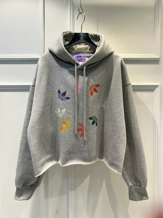 韓國直送 Colorful Three Leaves Hoodie - 2 Color
