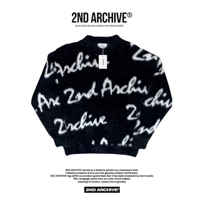 【一口價$410/件】🇰🇷韓國直送🇰🇷 2ND ARCHIVE Lettering Angora Unisex Overfit Knit Sweater