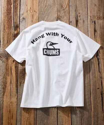 CHUMS  arch logo back print crew neck  Tee -4 Color
