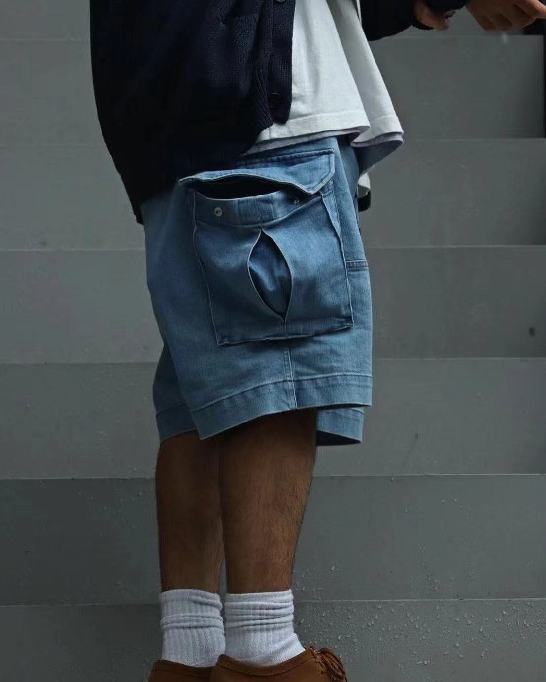 TNF PURPLE LABEL Webbing Belt Denim Cargo Shorts NT4308N