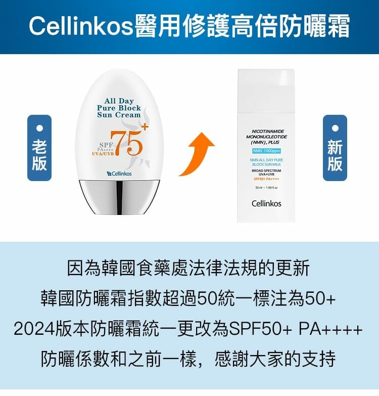 新品Cellinkos 臍帶血幹細胞NMN高效防曬霜 60g