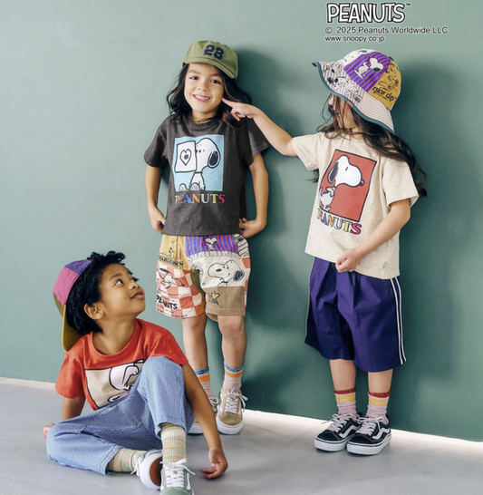 日本直送F.O.KIDS PEANUTS Collaboration Fade  Patterns  Tee