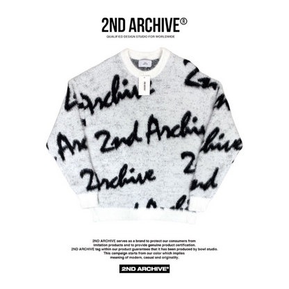 【一口價$410/件】🇰🇷韓國直送🇰🇷 2ND ARCHIVE Lettering Angora Unisex Overfit Knit Sweater