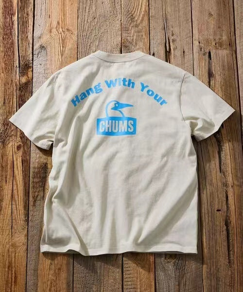 CHUMS  arch logo back print crew neck  Tee -4 Color