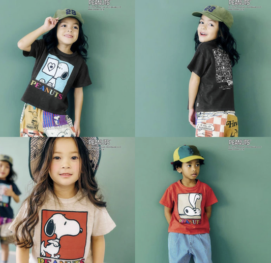 日本直送F.O.KIDS PEANUTS Collaboration Fade  Patterns  Tee